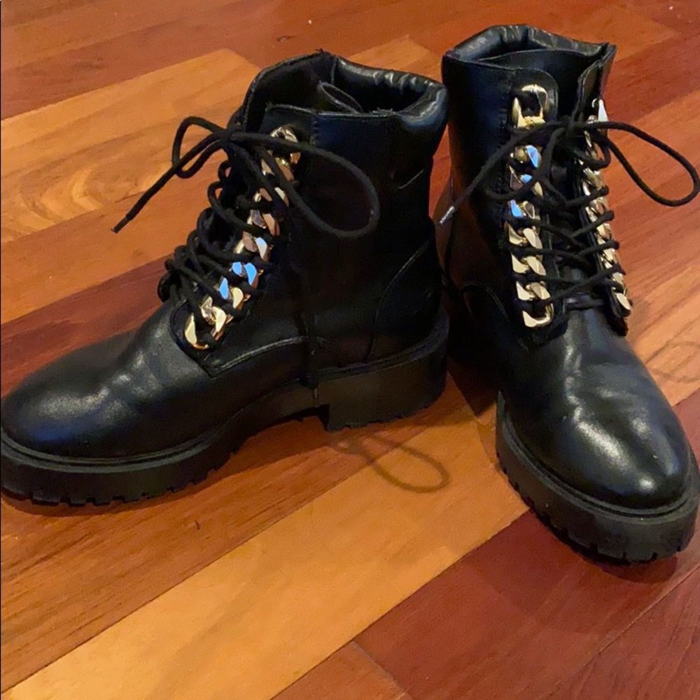 Forever 21 black gold studded combat boots